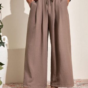 Manfinity KASUA Men Drawstring Waist Wide Leg Pants For Dailywear