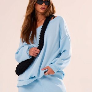 MUSERA Fall Outfits Loose Fit Off Shoulder Sweat